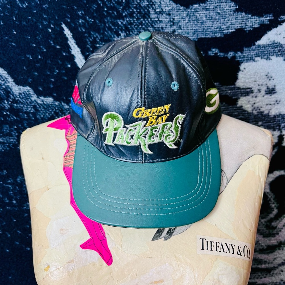 VTG 1990s NFL Green Bay Packers Leather Cap